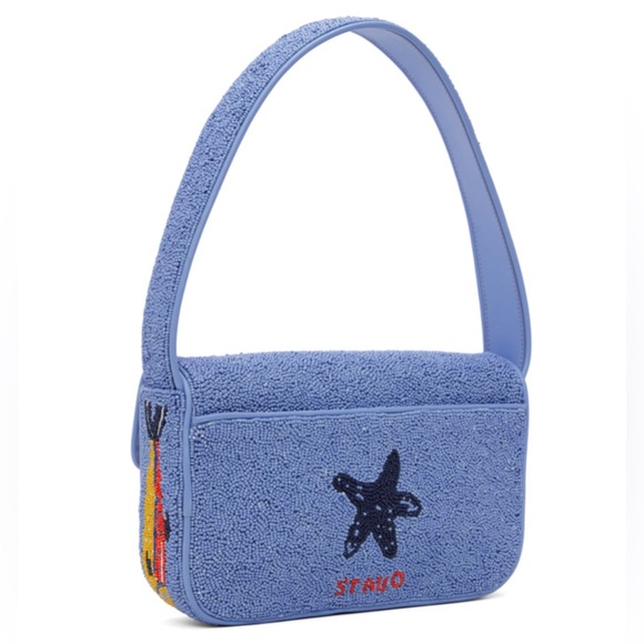 NWT Staud Tommy Mini Bag Beaded Staudines Pink Multicolored Colorful Sardines - Picture 3 of 4